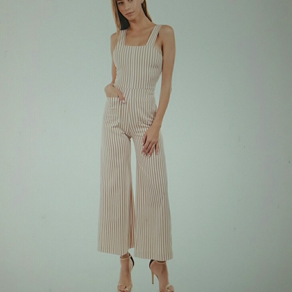 Pants - Front, Back Pockets Stripe Jumpsuit